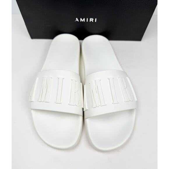 AMIRI White Embossed Logo Rubber Slide Sandals main image 8